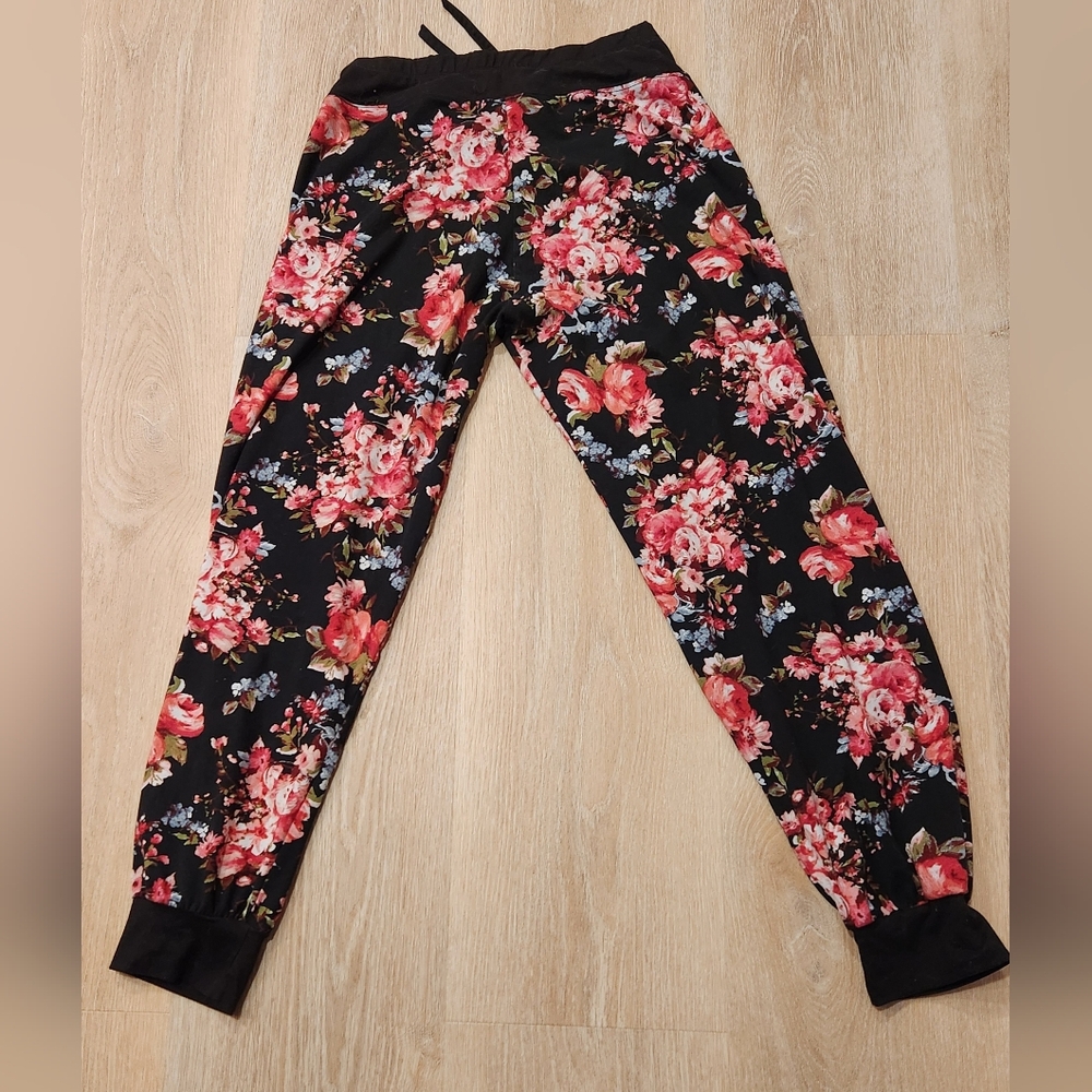 Floral Black Joggers